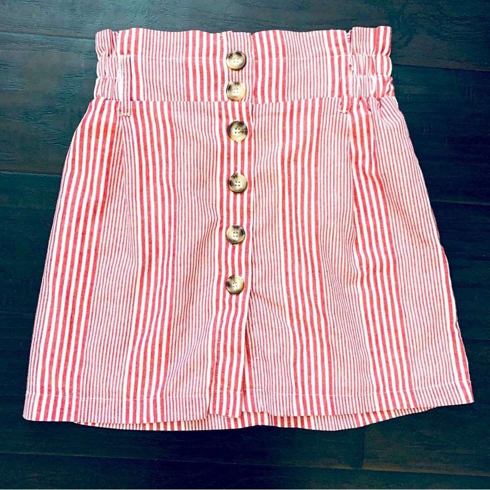 Boutique Brand FAVLUX Fashion Pink & White Striped High-Waisted Pencil Skirt | L